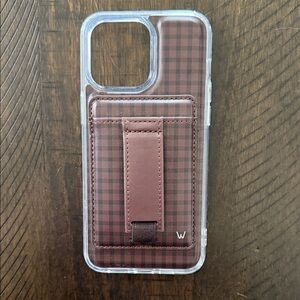 Elegant Brown Checkered Phone Case with Stand